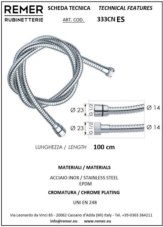 Σπιράλ Ντους Remer 100–130cm Επεκτεινόμενο | Ανοξείδωτο Χρωμέ 333CNXES100 Σπιράλ Ντους Remer 100–130cm Επεκτεινόμενο | Ανοξείδωτο Χρωμέ 333CNXES100